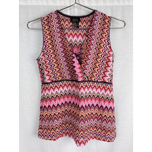 Vintage RQT Top Y2K Babydoll Tank Hippie Colorful Retro Boho Festival Groovy - Picture 1 of 5